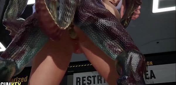  Bitch With Big Tits Was Fucked By Lizard Man | 3D Porn Hentai | Fallen Doll